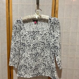 Vince Camuto Monochrome Patterned Blouse